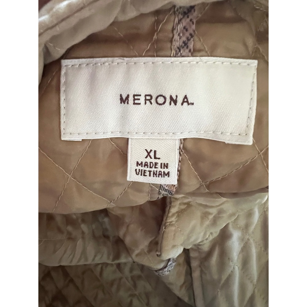 Merona Womens XL Tan Beige Quilted Barn Jacket Full Zip Lightweight Equestrian - Picture 5 of 6